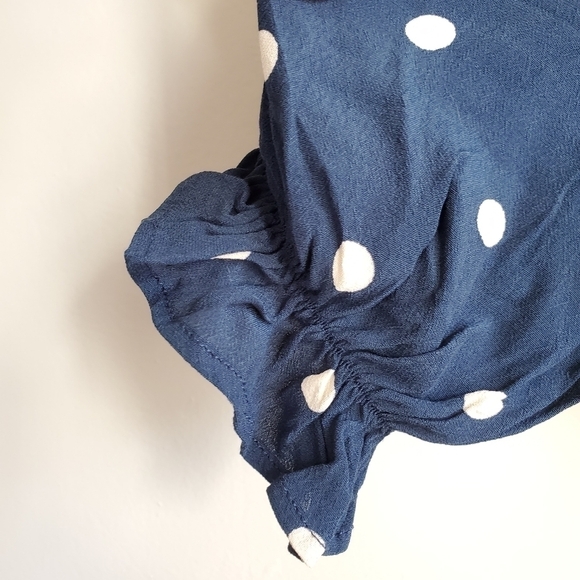 Faithfull The Brand Abbey Wrap Ronja Polka Dot Vintage Blue Dress NWT Sz 6 US/M - Picture 8 of 13